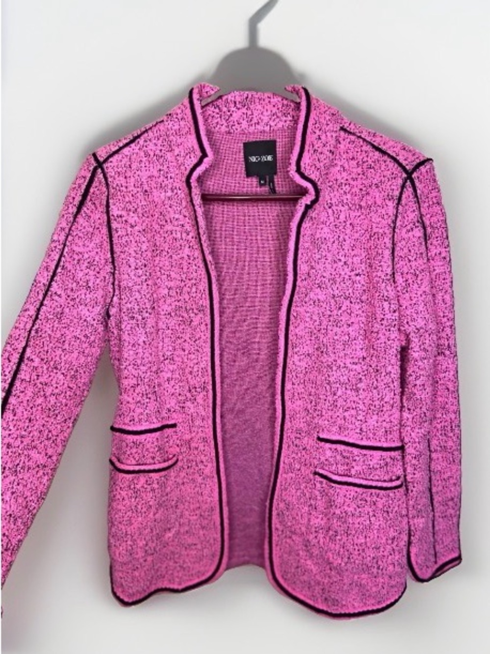 Nic + Zoe Pink Open-Front Blazer with Black Trim